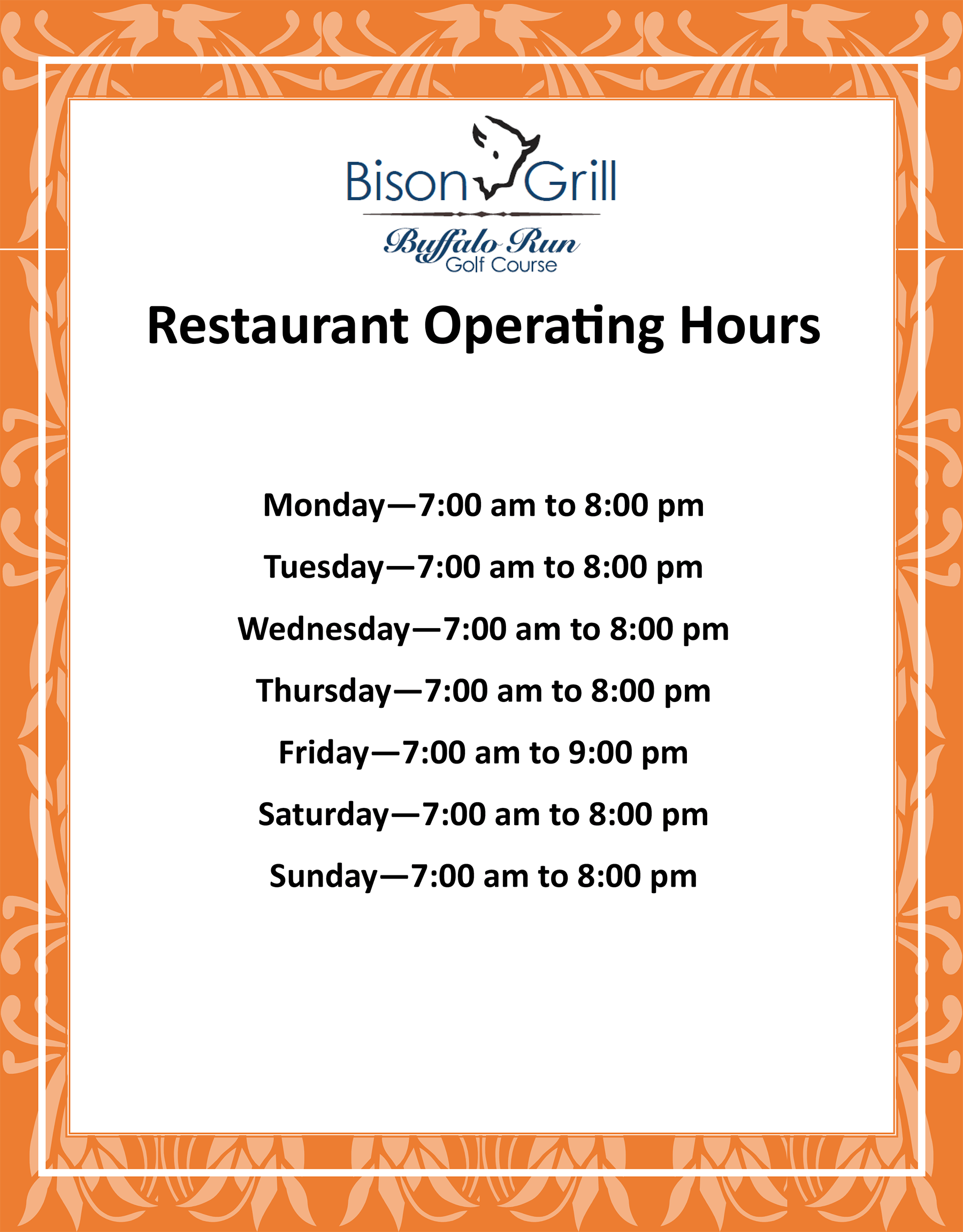 Bison Grill Buffalo Run Golf Course