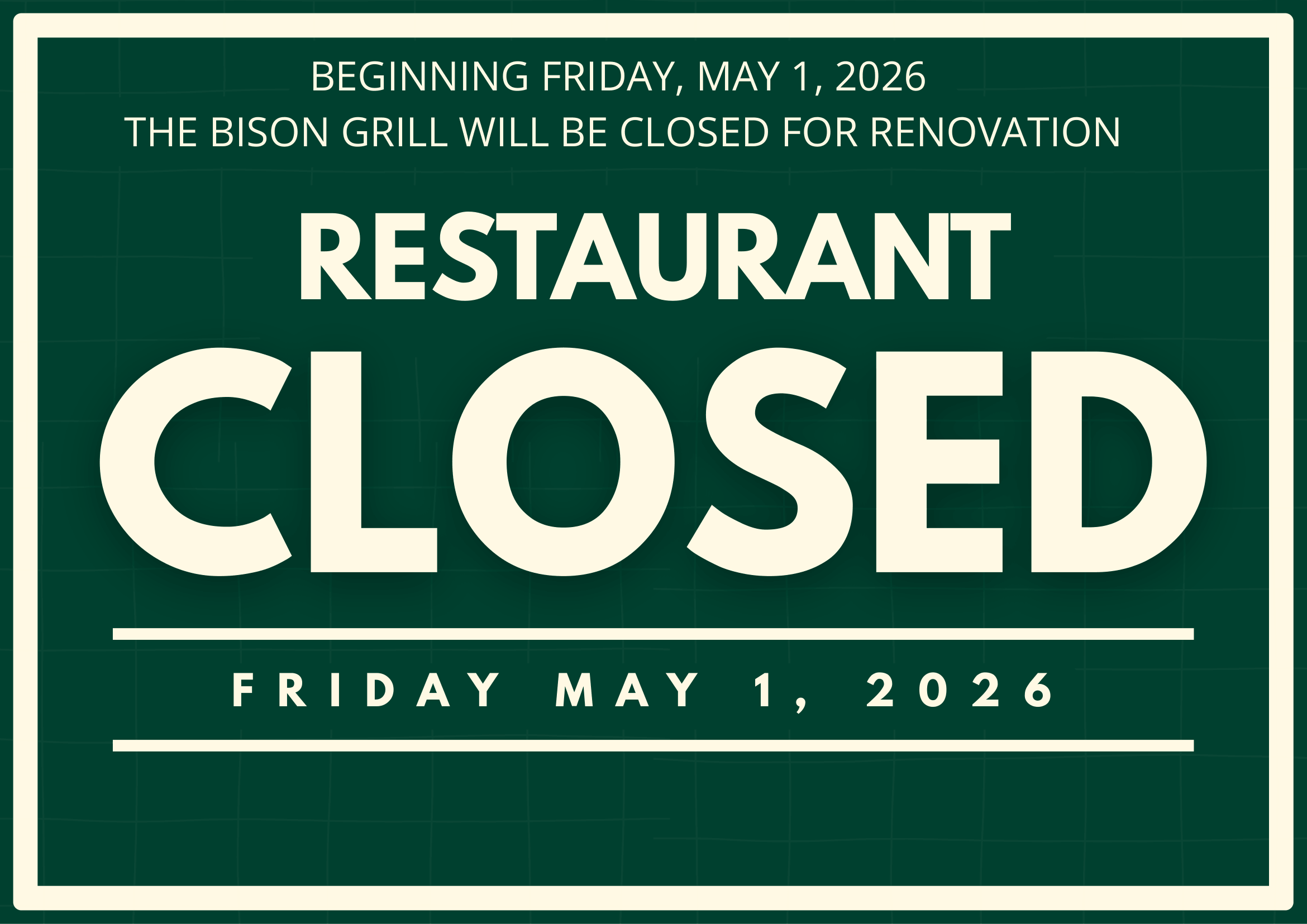 Green and Cream Simple Sorry Were Closed Sign