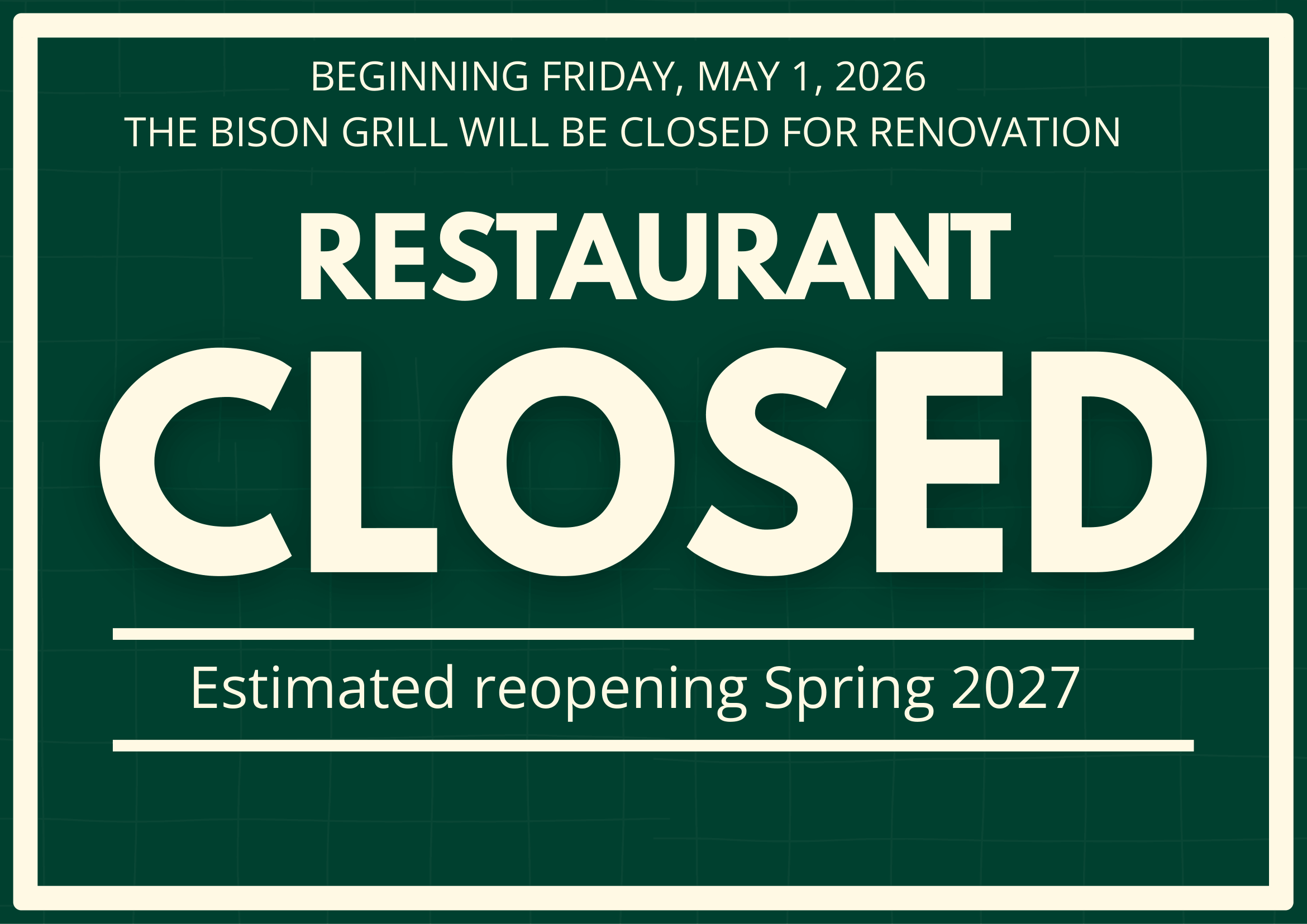 Green and Cream Simple Sorry Were Closed Sign
